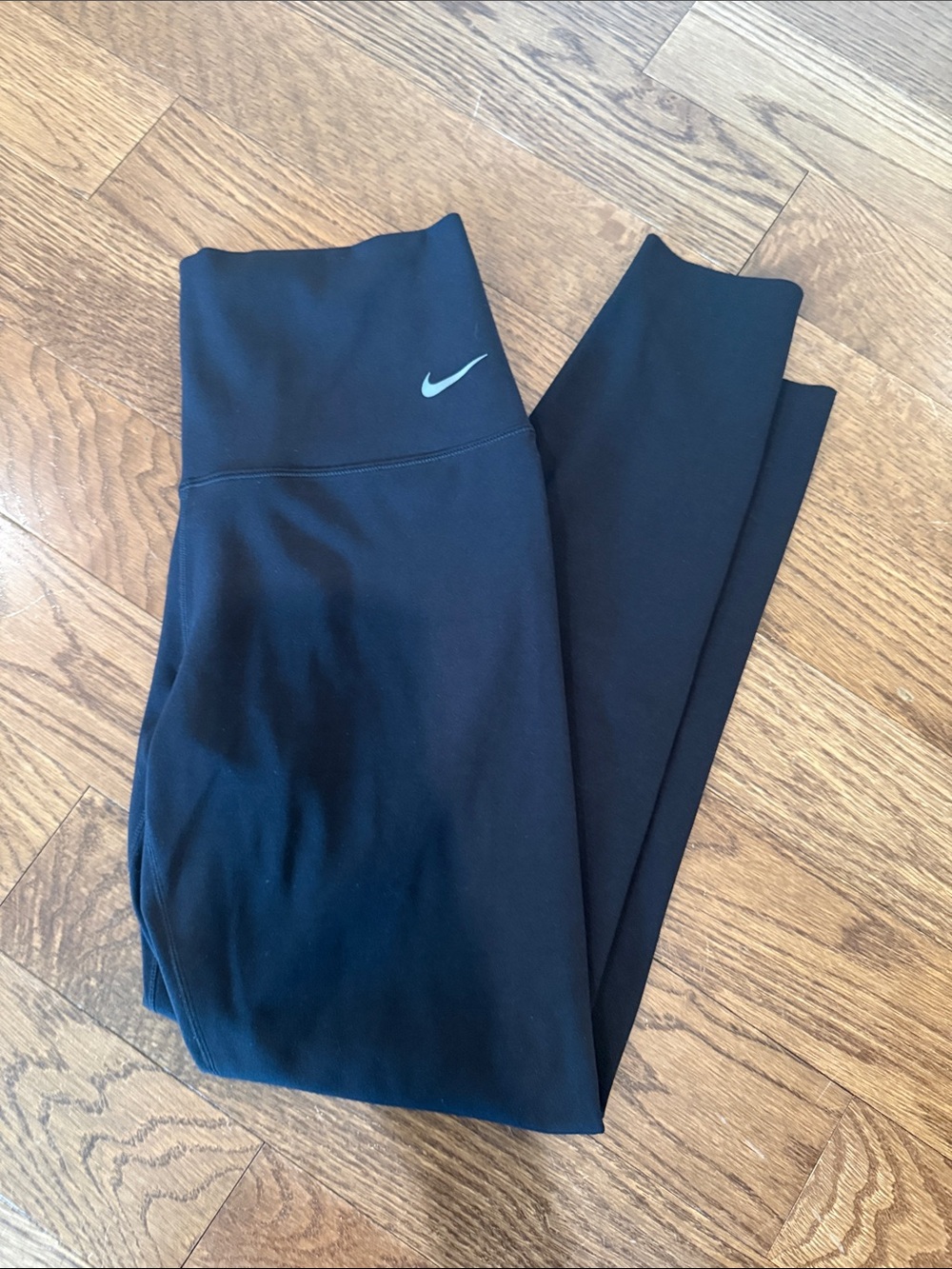 Nike Women 7/8 Black Leggings with Silver Swoosh